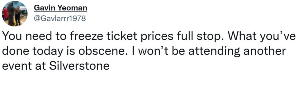 Fans aren't impressed with ticket sales over next year's British Grand Prix