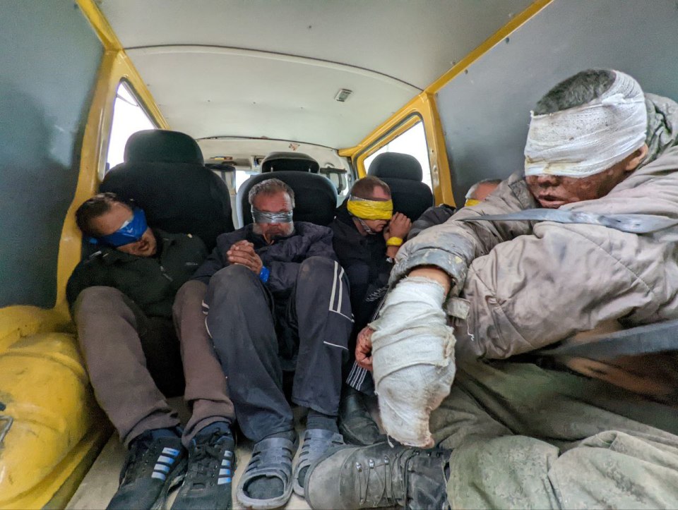 Russian prisoners captured during the battle