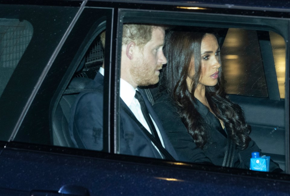He was pictured arriving at Buckingham Palace last night with Meghan