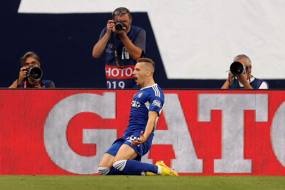 Dinamo Zagreb’s Mislav Orsic celebrates after breaking the deadlock early doors