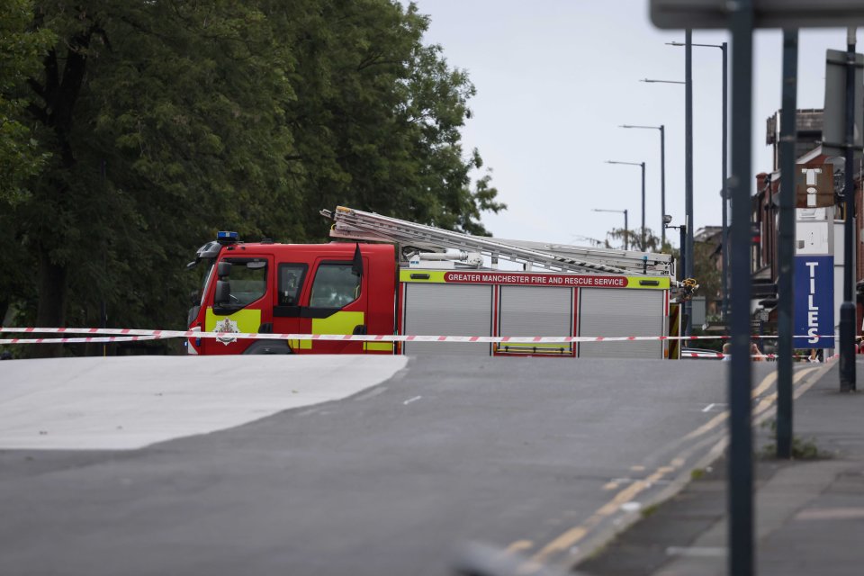 Firefighters have closed roads and are requesting that locals stay away while they work
