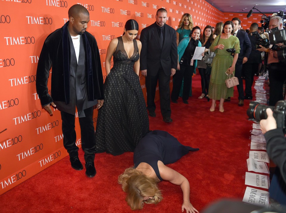 Kim and Kanye were not impressed when Amy Schumer dived in front of them