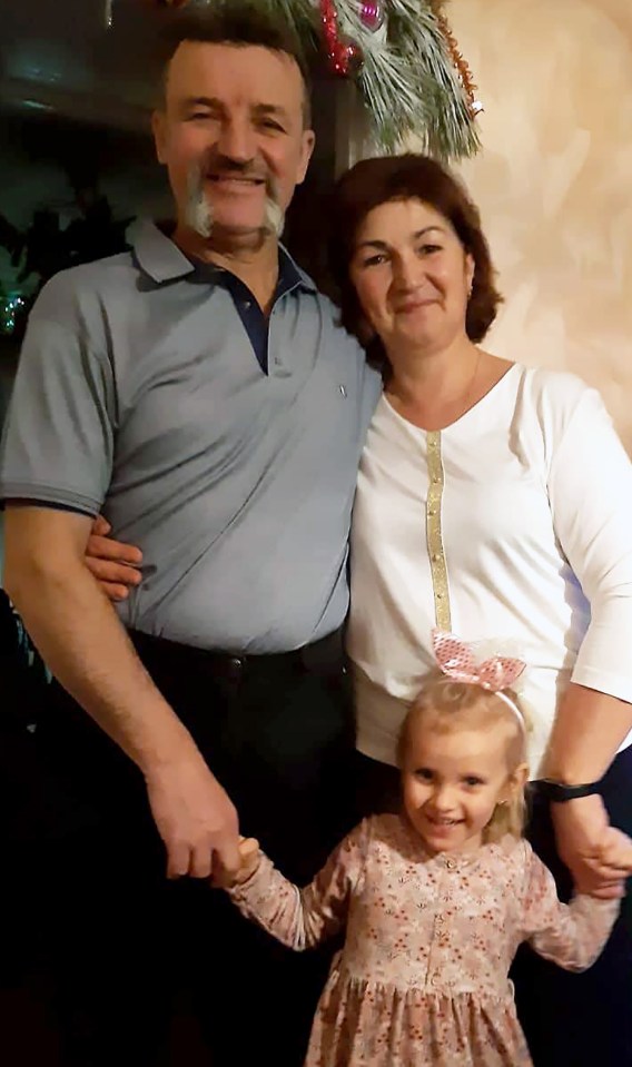 Missing Nastya Tolstokorova with her paternal grandparents Yelena Golovach, 56 and Vladimir Golovach, 61