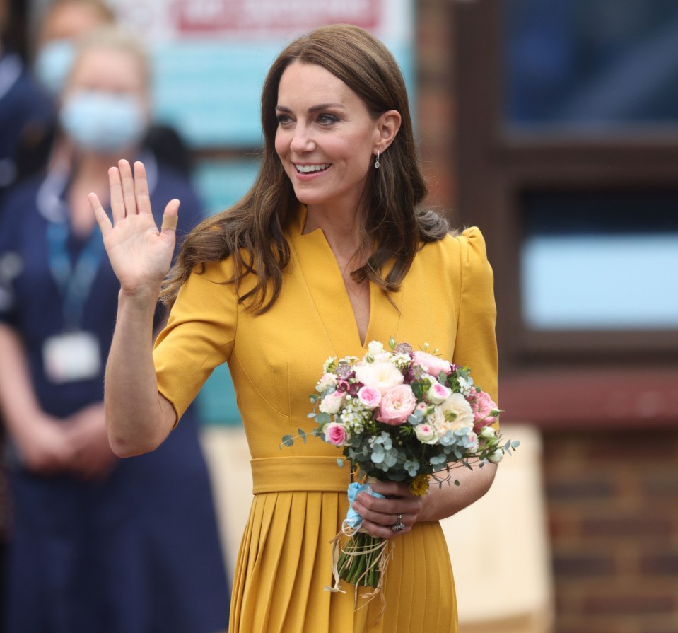 The Princess carried a bouquet of flowers as she arrived at the hospital