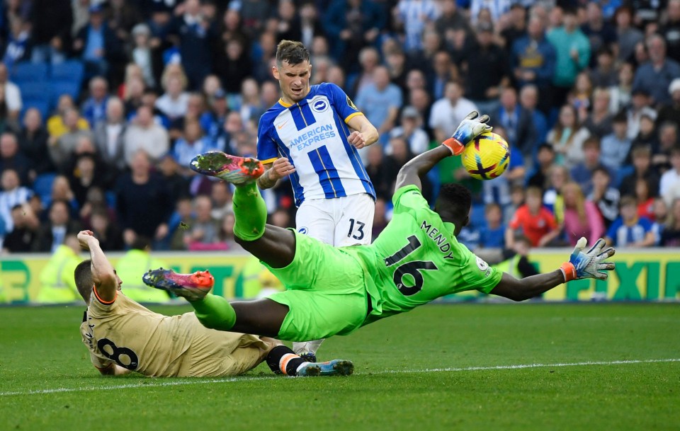 Pascal Gross leaped onto a rebound to fire past sub goalie Edouard Mendy