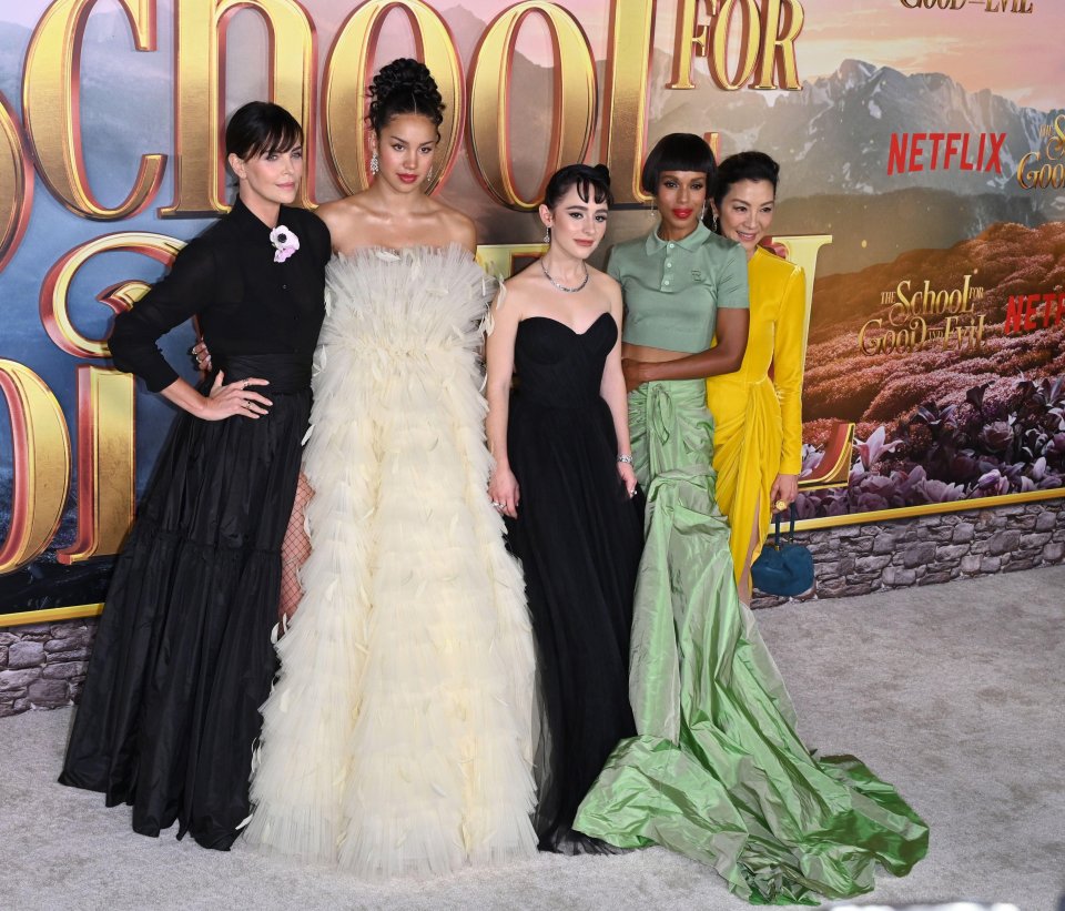 Charlize posed with co-stars Sofia Wylie, Sophia Anne Caruso, Kerry Washington and Michelle Yeoh on the red carpet