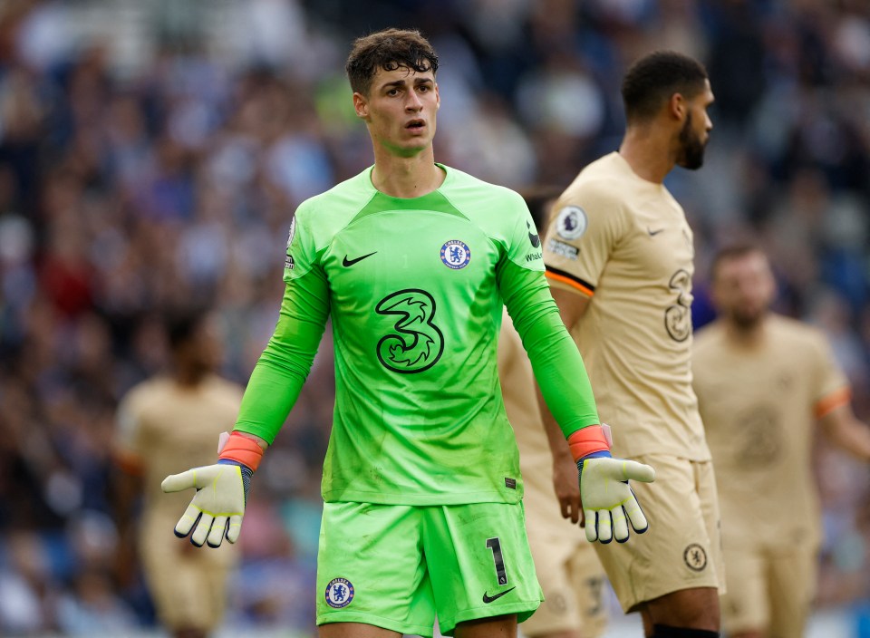Goalie Kepa was hooked at the break after a disastrous 45 minutes