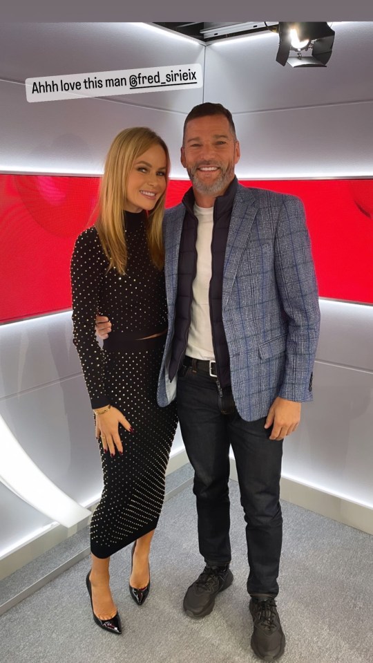 The TV personality shared a hug with First Dates star Fred Sireix