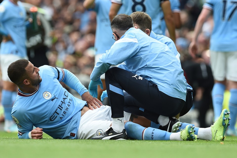 Walker went off in the first half of the Manchester derby