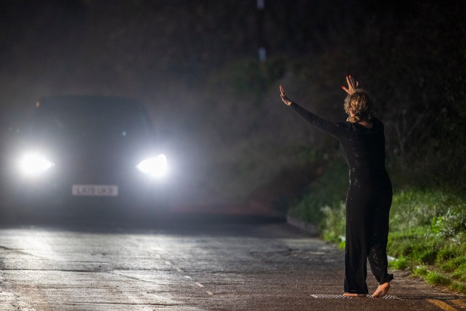She flags down a passing car - but has she killed Mick?