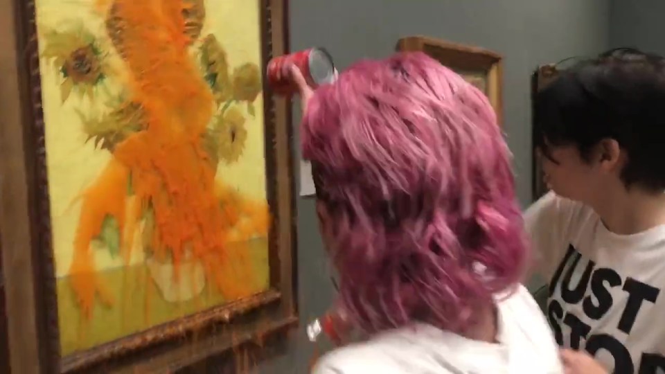 Prosecutor Ola Oyedepo said the pair threw the ‘orange substance’ knowing there was a ‘protective case’ over the actual painting