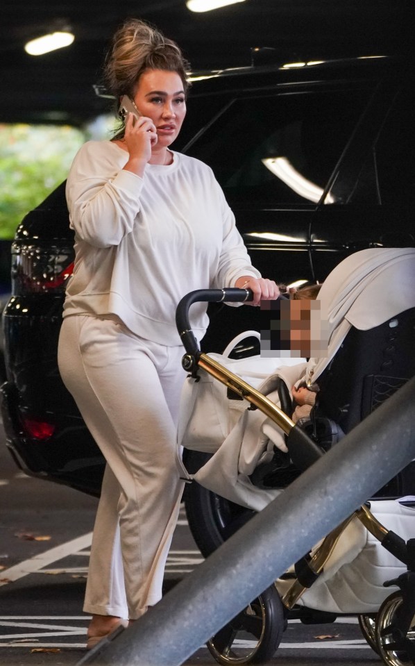 Lauren, 36, pushed daughter Larose in her pram as she took the important call en-route to the salon
