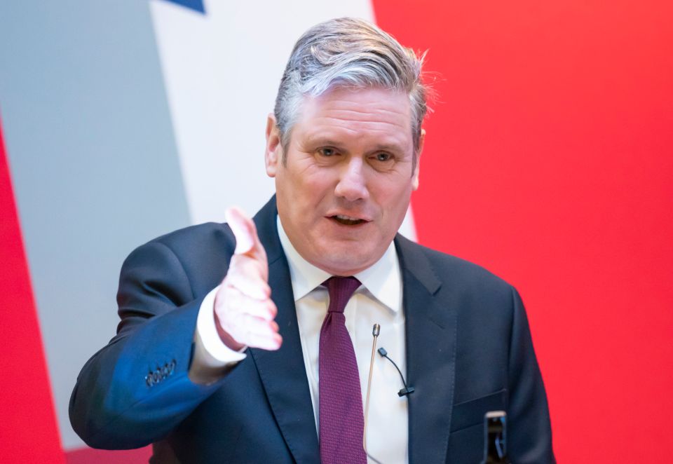 Labour has surged to a 33 point lead — its biggest for 24 years — in a YouGov poll (pictured Labour leader Keir Starmer)