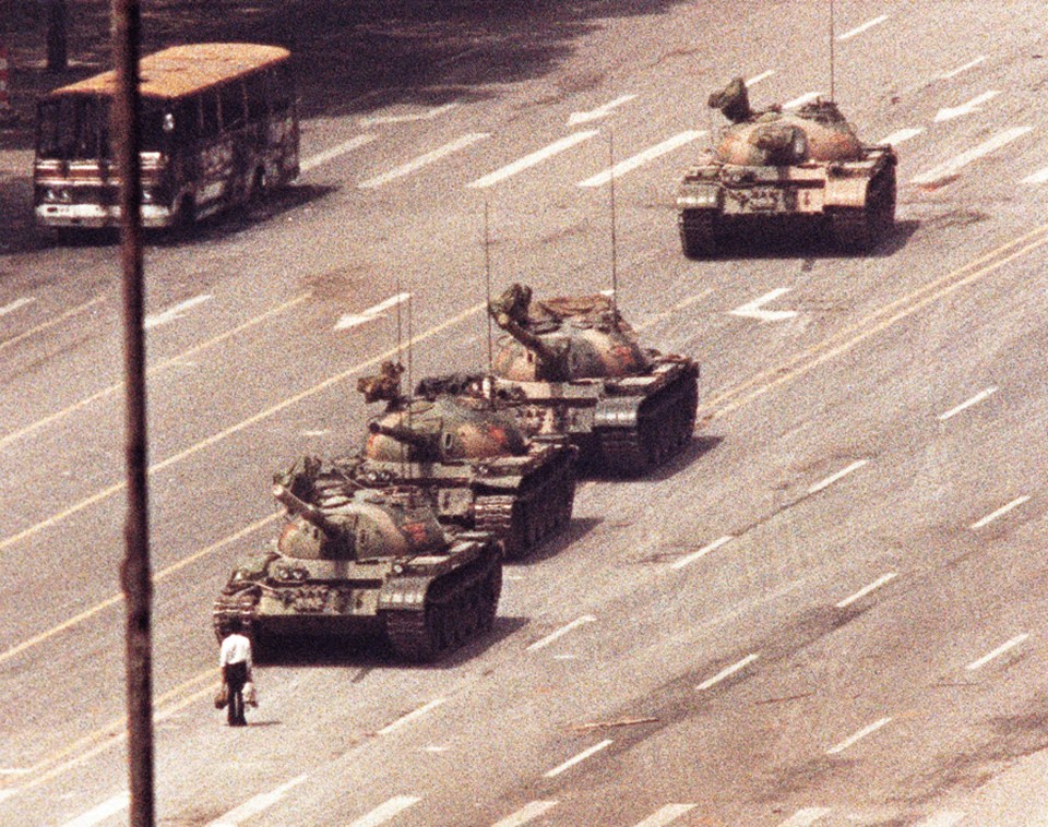 He's been compared to the iconic 'tank man' pictured in Tiananmen Square in