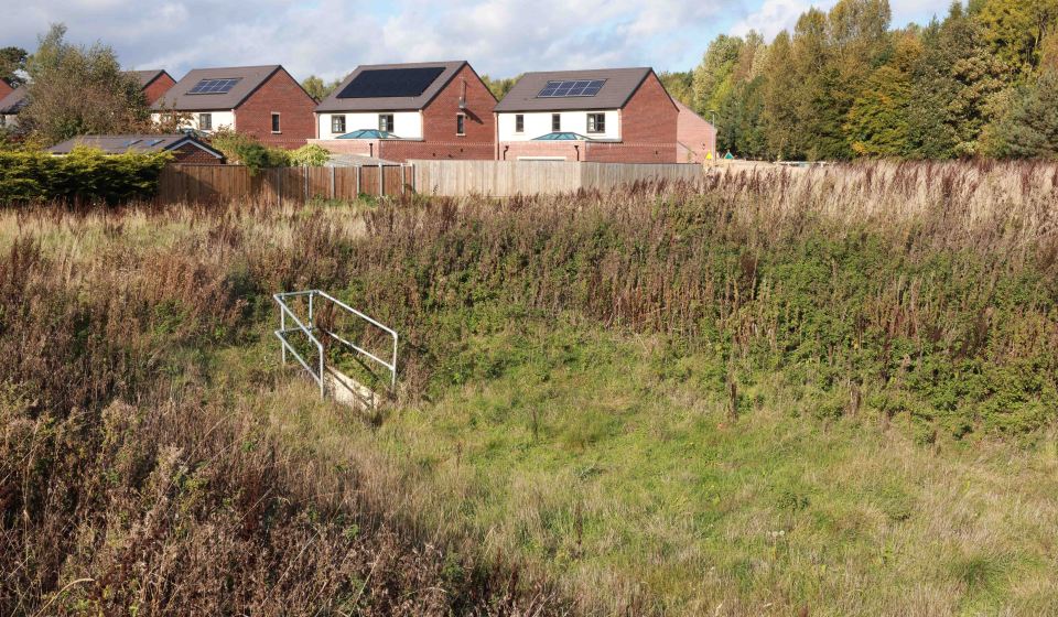 The land that was supposed to be left flat is several metres high and overgrown as the ground is too rough to maintain.