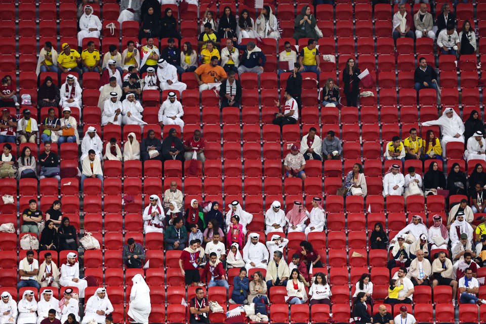 Thousands of empty seats began to form as Qatar fans headed for the exit early