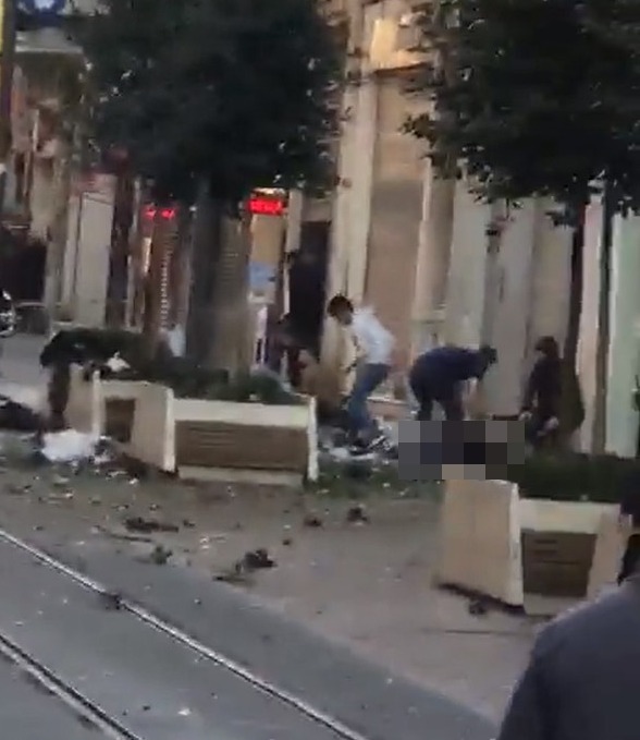 At least six people were killed by a bomb allegedly planted on this bench in Istanbul, Turkey