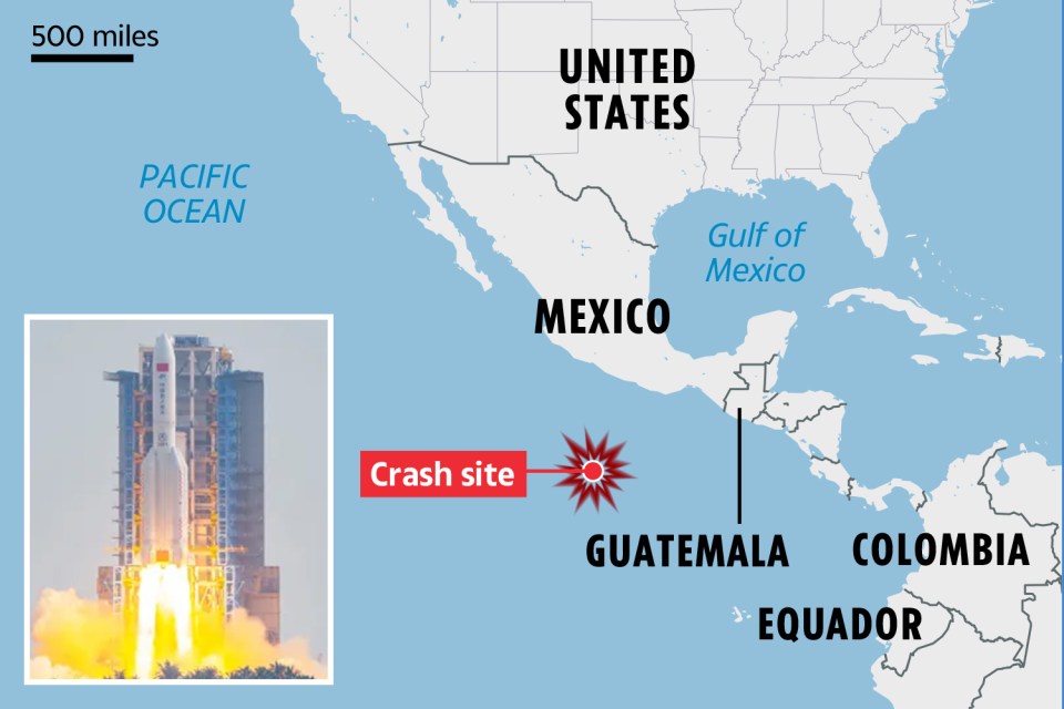 The rocket crashed in the North Pacific Ocean