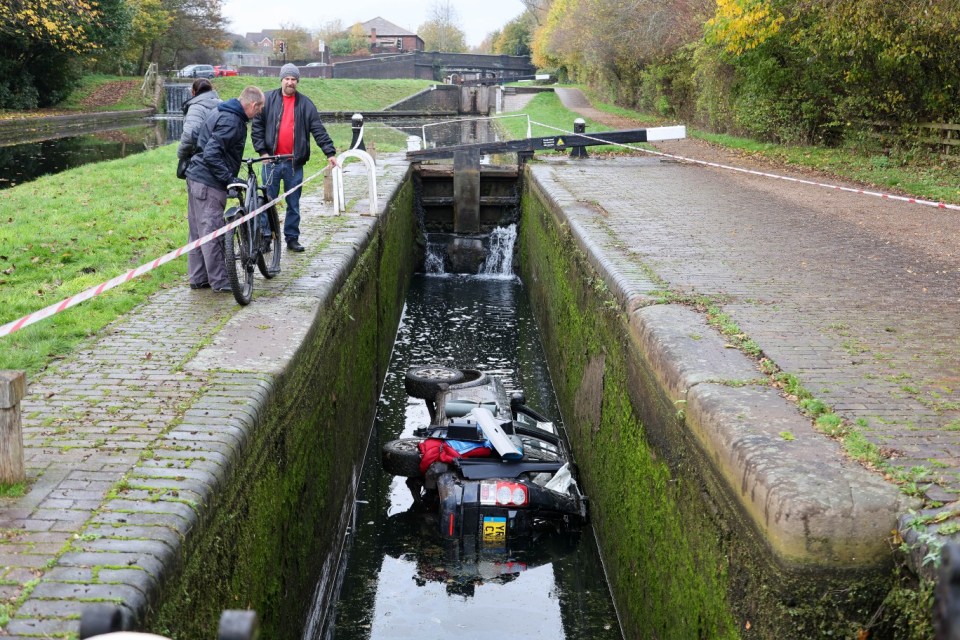 It's thought the Land Rover was stolen and then dumped in the water