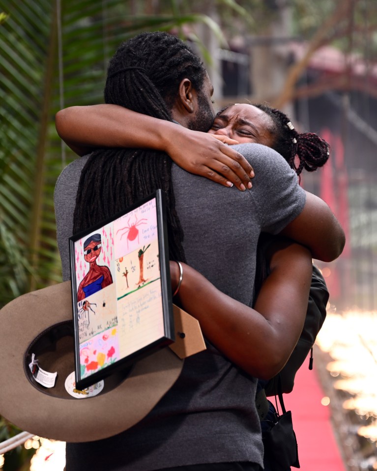 She cried as she was reunited with her brother Stuart