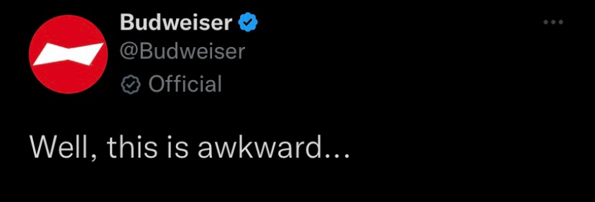 The now-deleted tweet from Budweiser