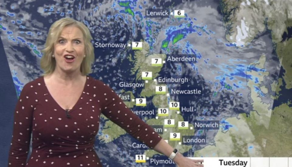 Carol Kirkwood was left red-faced after her fellow co-stars called out a blunder