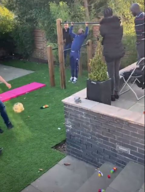 There is a workout area in the garden