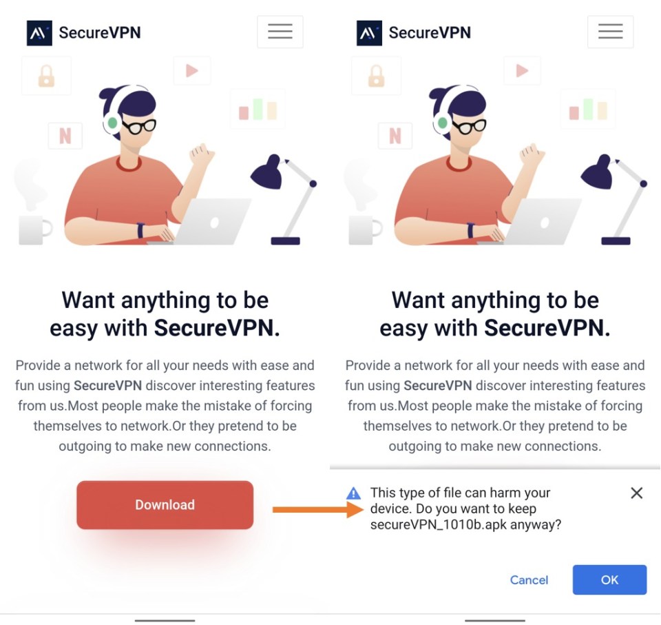 Hackers have made a fake site for SecureVPN