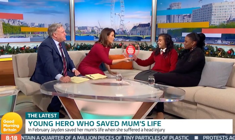 She handed Jayden her award told hold up on Good Morning Britain