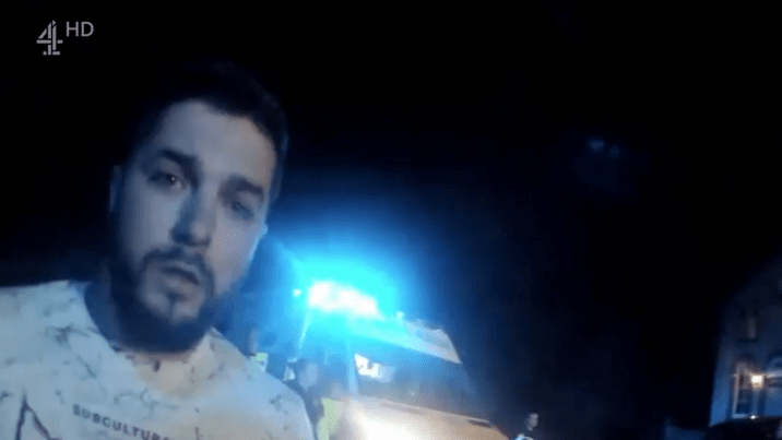 Adam accidentally crashed into the two men while chasing them in his car