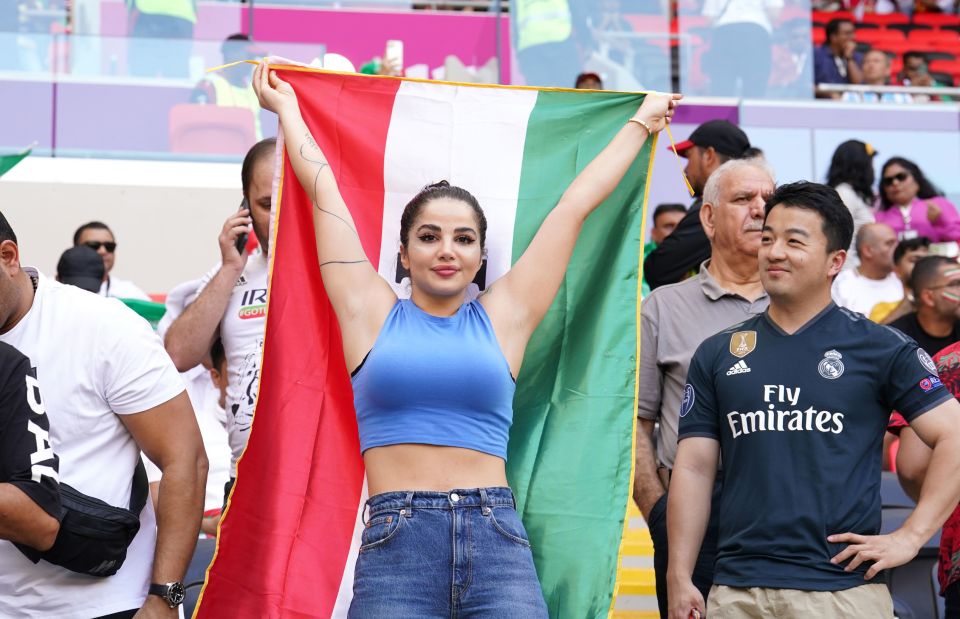 Iran fans in the stands prior to the game against Wales