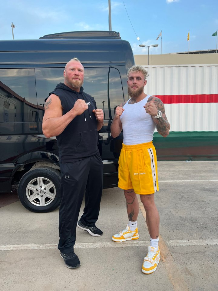 Jake Paul posed alongside WWE legend Brock Lesnar