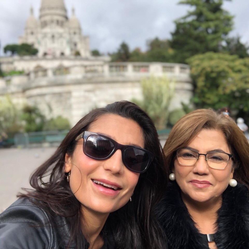 She paid tribute to her mum, Hamida, right, who was killed after a digger drove into her