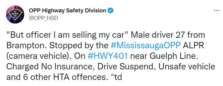 The cops shared pictures of the bizarre interaction on Twitter