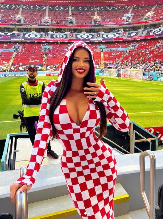 Ivana Knoll showed off her assets - and support - for Croatia ahead of their match against Morocco