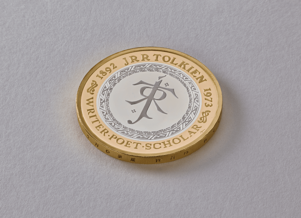 The new commemorative coins includes a JRR Tolkien design on a £2 coin