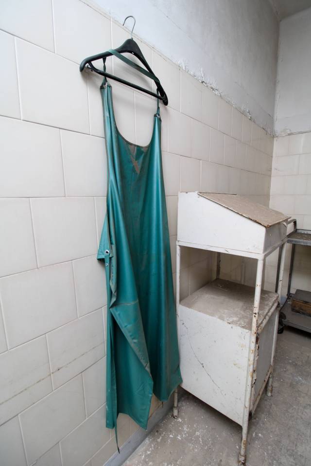 A spooky operating gown still hanging from 2009