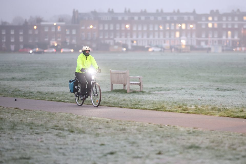 A frost covered Blackheath Common in London