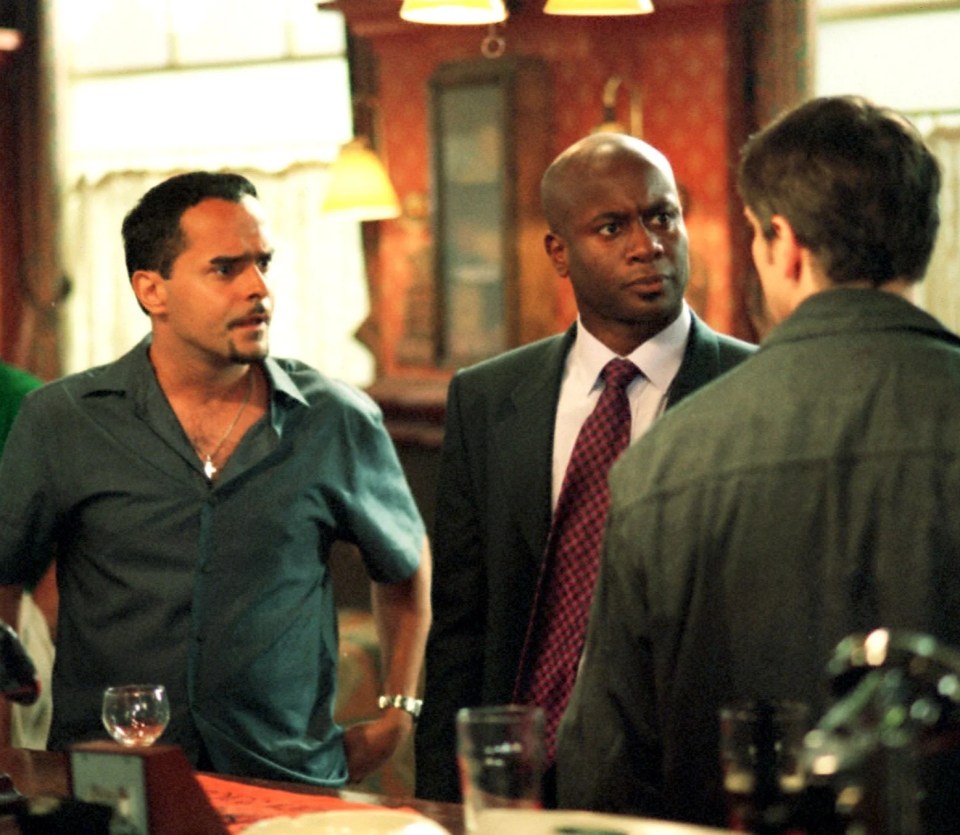 Michael as Beppe in EastEnders alongside Dr Trueman in 2001