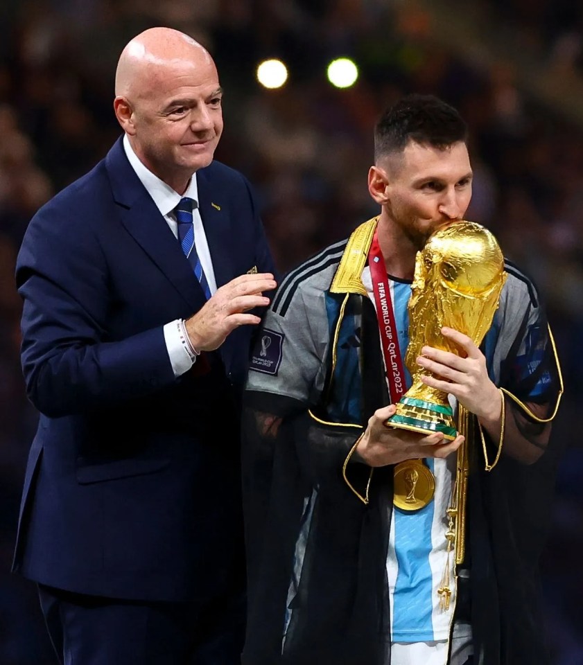 The bisht was put on by Lionel Messi moments before the trophy lift