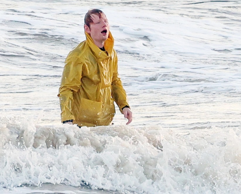 Ed Sheeran filmed scenes for his new music video on a cold Norfolk beach