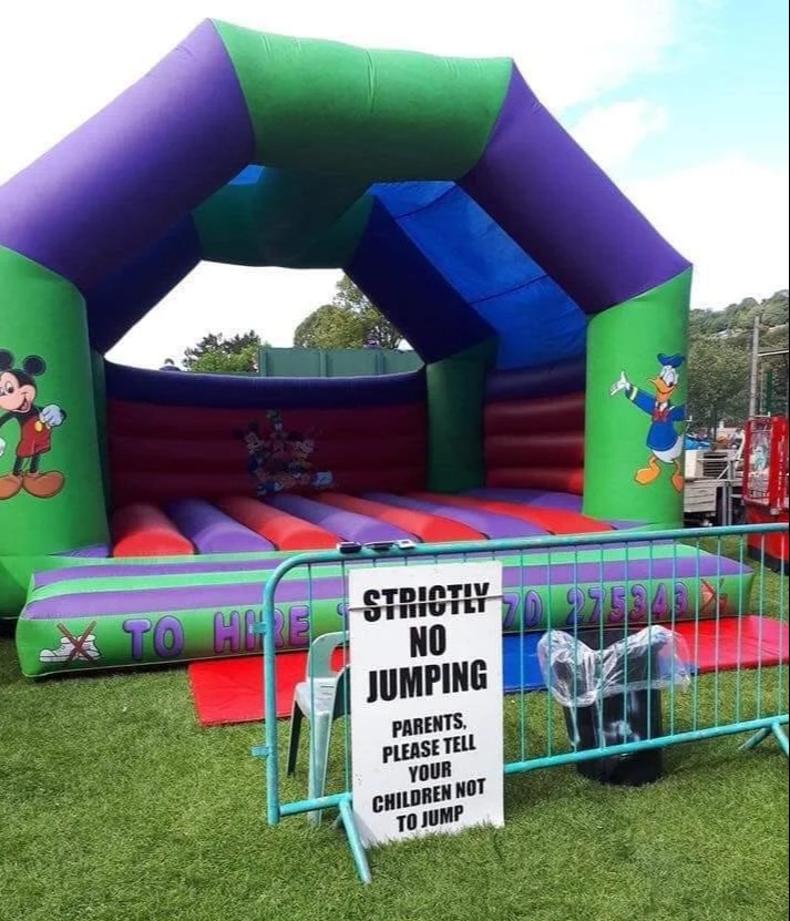 Parents have slammed this bouncy castle sign - and they're all saying the same thing