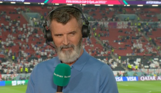 Roy Keane says he hurt his knee celebrating a goal in a match between pundits