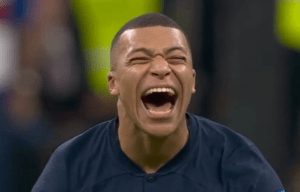 Kylian Mbappe burst out laughing after Harry Kane missed a penalty