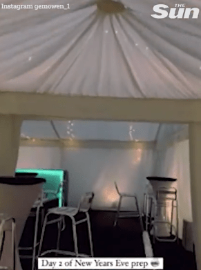 Gemma Owen showed off the marquee for her family's NYE party