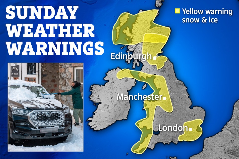 Sunday's weather warnings