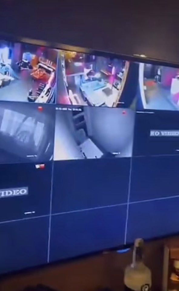 Footage also shows several high-tech CCTV cameras in a room