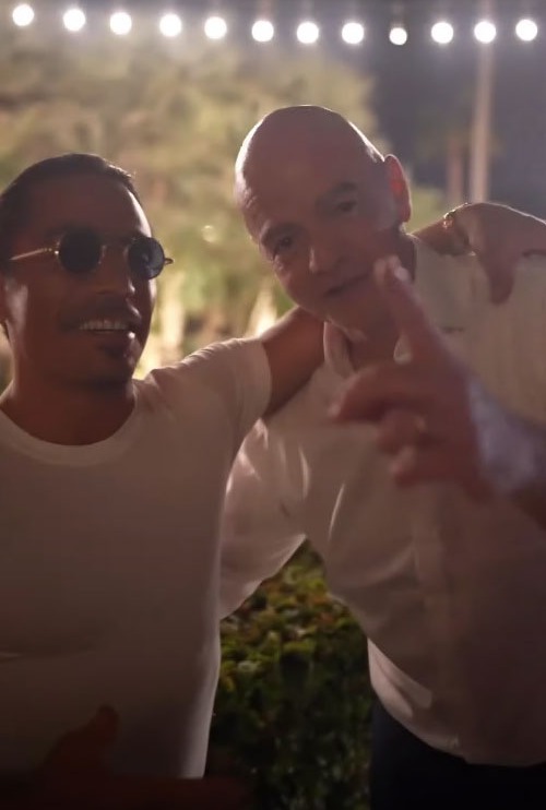 Fifa boss Gianni Infantino at Salt Bae's restaurant in Doha last month