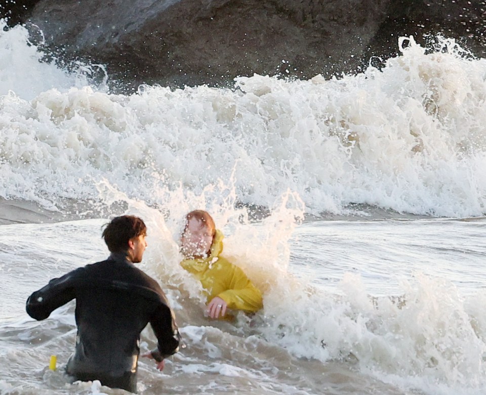 Dad-of-two Ed was almost overwhelmed by the splashing waves around him