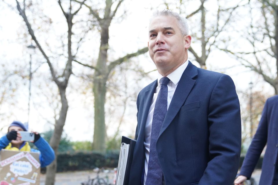 Health Secretary Steve Barclay leaves the Millbank studios in Westminster, Londo
